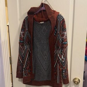 Ecote Rust and Teal Knit Sweater